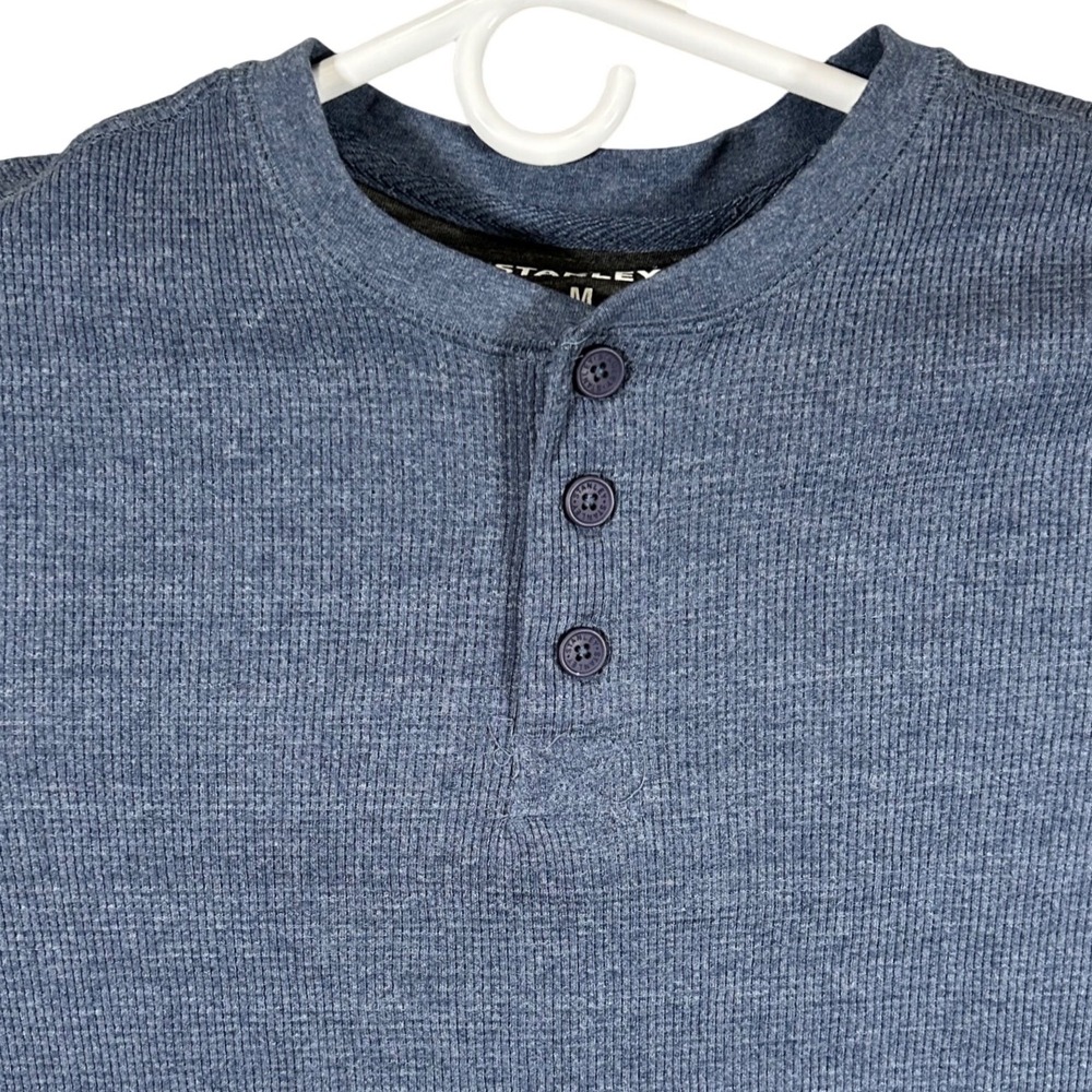Stanley Workwear Mens Indigo Heather Waffle Knit Henley Shirt Medium New